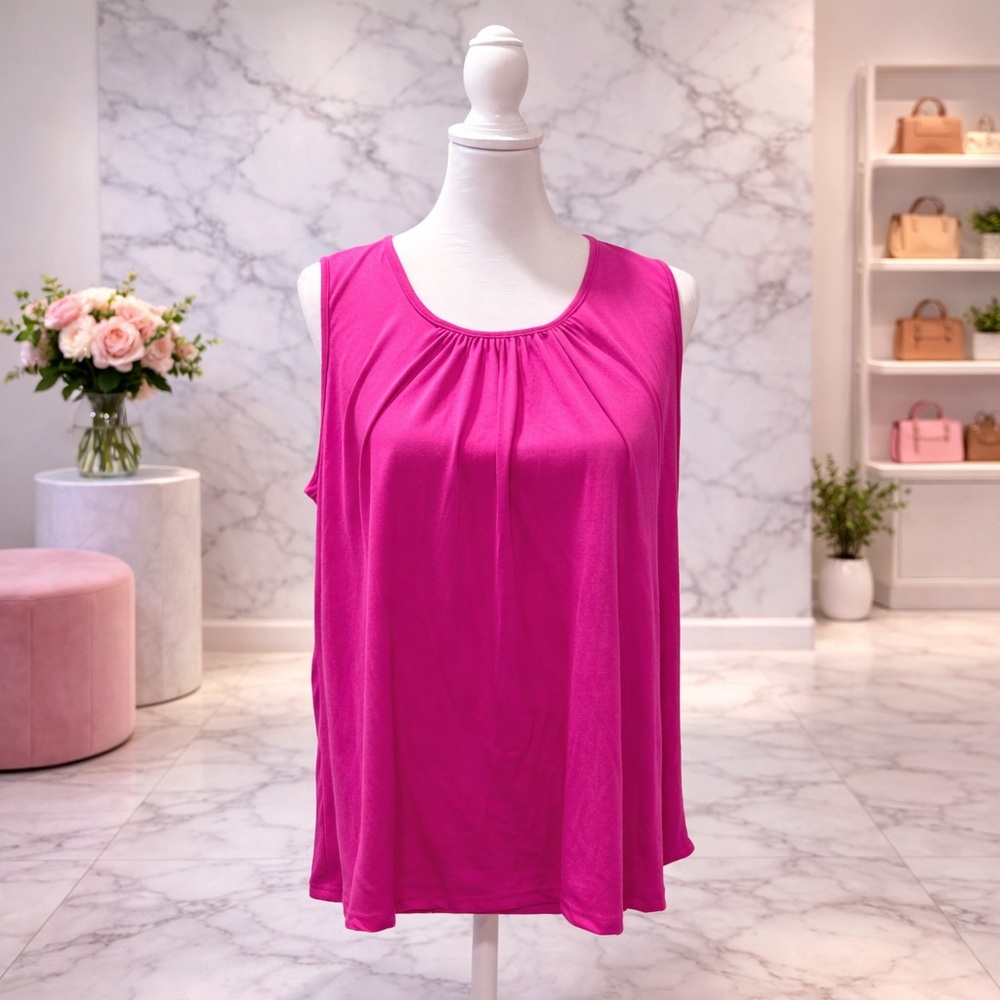 White Birch Pink Sleeveless Stretch Top Keyhole Back Size XL NWOT